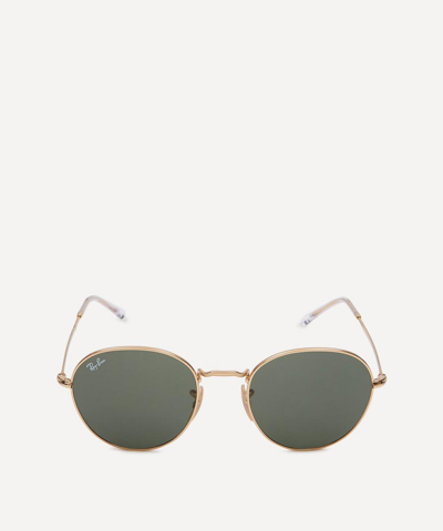 Shop Ray Ban Round Metal Sunglasses In Gold