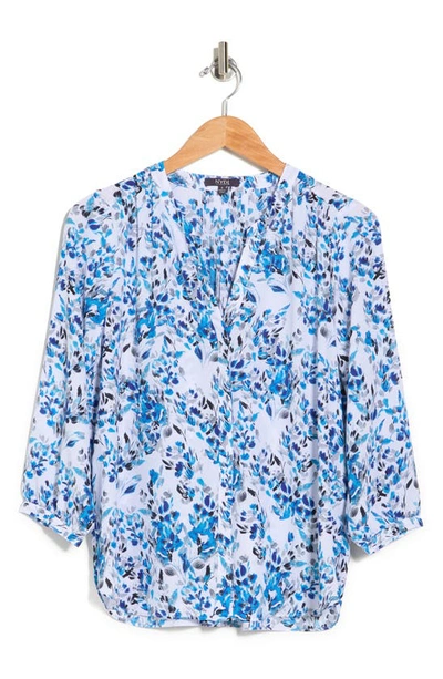 Shop Nydj High/low Crepe Blouse In Blue Willow