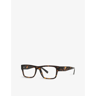 Shop Prada Women's Brown Pr 15yv Acetate Square-frame Glasses