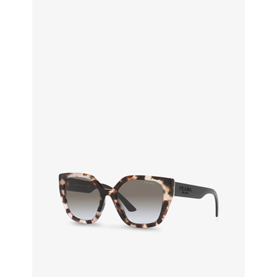 Shop Prada Women's White Pr 24xs Rectangle-frame Acetate And Polyamide Sunglasses