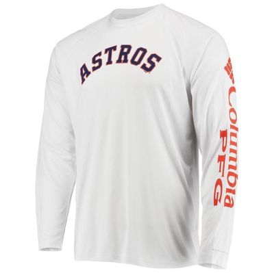 Columbia White Houston Astros Terminal Tackle Omni-shade Raglan Long Sleeve  T-shirt