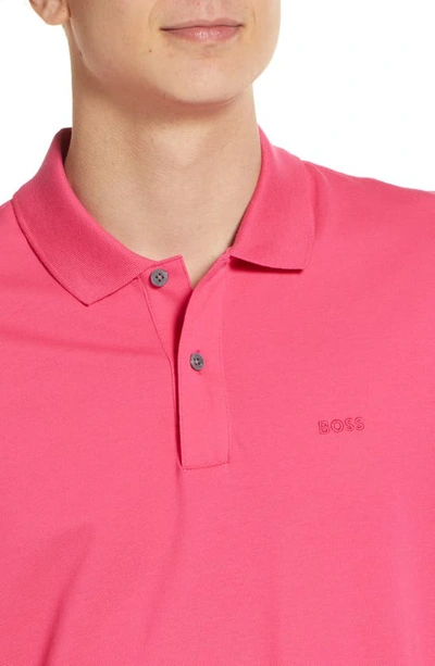 Shop Hugo Boss Pallas Cotton Polo In Dark Pink