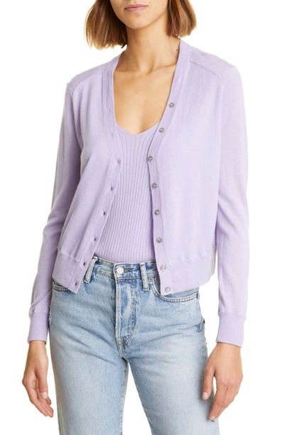 Shop Nordstrom Signature V-neck Cashmere & Cotton Cardigan In Purple Betta