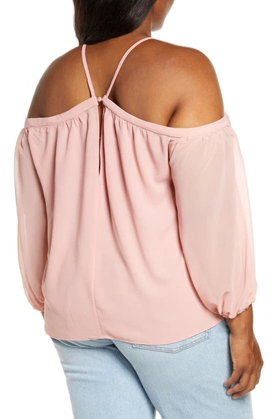 Shop 1.state Off The Shoulder Sheer Chiffon Blouse In Blush