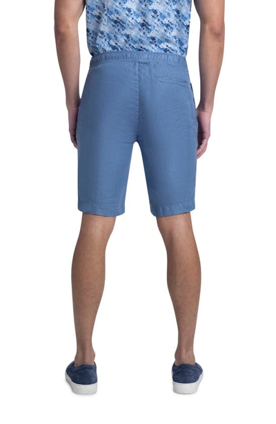 Shop Bugatchi Drawstring Linen Shorts In Riviera