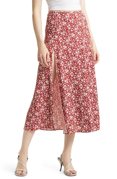 Shop Reformation Zoe Side Slit Midi Skirt In Flower Girl