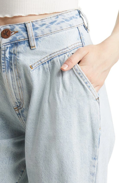 Shop One Teaspoon Pleated High Waist Straight Leg Jeans In Kansas Acid