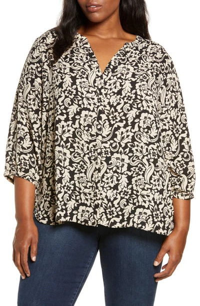 Shop Nydj Semisheer Pintuck Blouse In Richland Tapestry