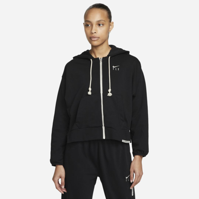Shop Nike Women's Dri-fit Fly Standard Issue Full-zip Basketball Hoodie In Black