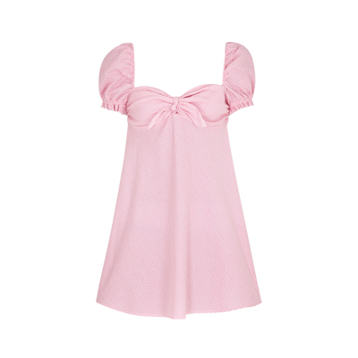 Shop Stefania Vaidani Vichy Pink Gingham Cotton Mini Dress