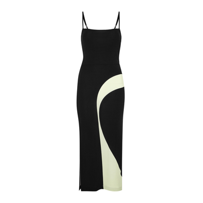 Shop Nafsika Skourti Black Swirl-print Midi Dress