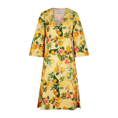 Shop Cara Cara Martina Printed Cotton-poplin Midi Dress