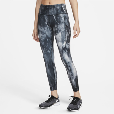Shop Nike Women's Epic Luxe Mid-rise 7/8 Pocket Running Leggings In Black