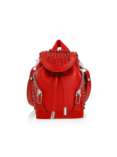 Shop Christian Louboutin Men's Mini Explorafunk Studded Leather Crossbody Backpack In Loubi