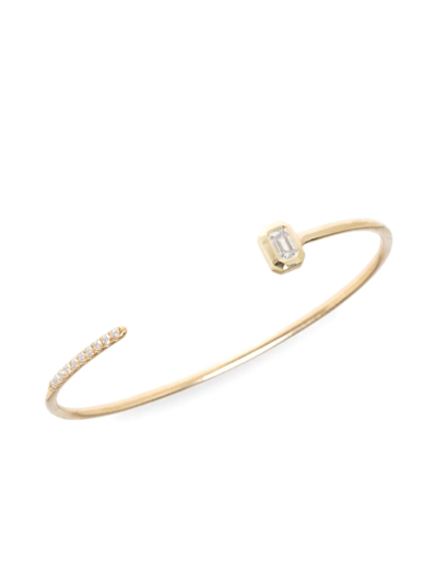 Shop Zoë Chicco Women's Paris 14k Yellow Gold & Diamond Open Bangle Bracelet