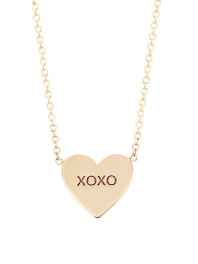 Shop Zoë Chicco Women's Feel The Love 14k Yellow Gold Candy-heart Pendant Necklace