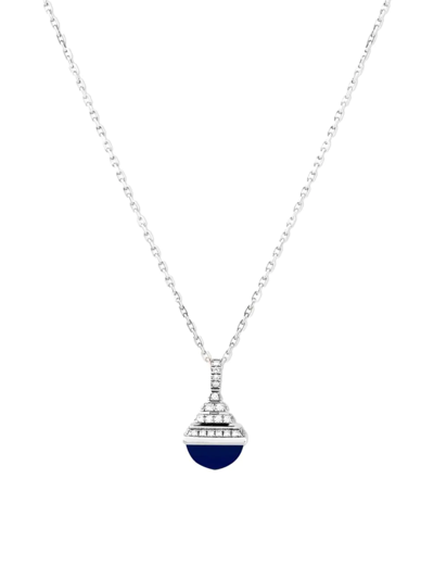 Shop Marli Women's Cleo By  18k White Gold, Lapis Lazuli, & Diamond Pendant Necklace