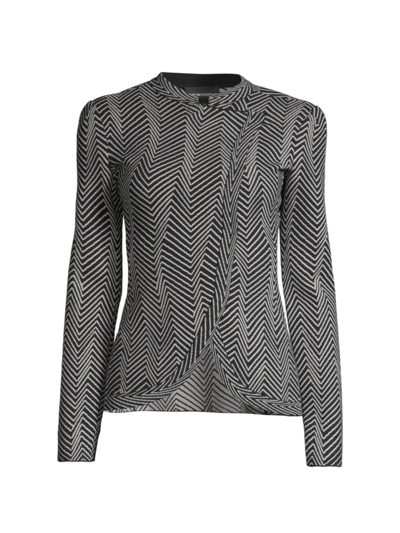 Shop Emporio Armani Women's Double-breasted Knit Jacket In Black Multi