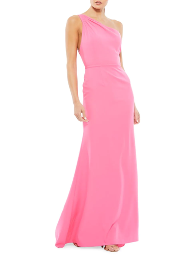Shop Mac Duggal Women's Ieena One-shoulder Sheath Gown In Hot Pink