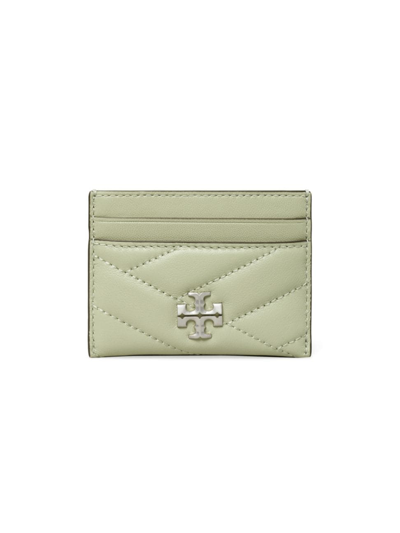 Shop Tory Burch Women's Kira Chevron Leather Card Case In Pine Forest