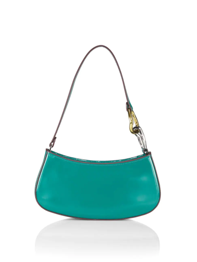 Shop Staud Women's Ollie Leather Shoulder Bag In Coastal Blue