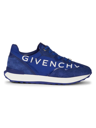 Shop Givenchy Men's Logo Runner Light Sneakers In Ocean Blue