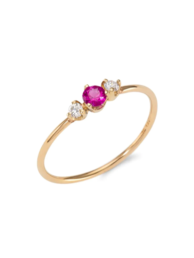 Shop Zoë Chicco Women's 14k Yellow Gold, Pink Sapphire, & Diamond Ring