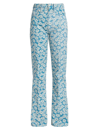 Shop Re/done Women's Floral Bootcut Jeans In Blue Daisy