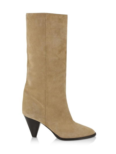 Shop Isabel Marant Women's Rouxy Suede Pointed-toe Boots In Beige