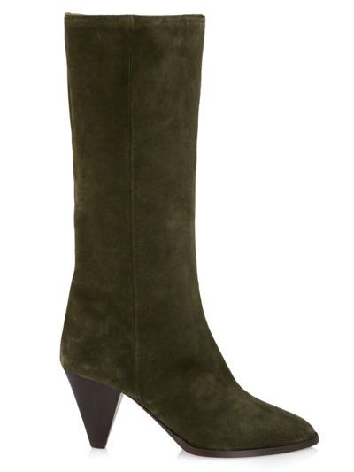 Shop Isabel Marant Women's Rouxy Suede Pointed-toe Boots In Khaki