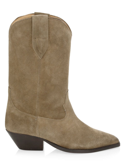 Shop Isabel Marant Women's Duerto 40mm Suede Western Boots In Taupe