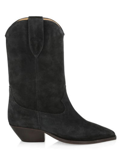 Shop Isabel Marant Women's Duerto 40mm Suede Western Boots In Faded Black