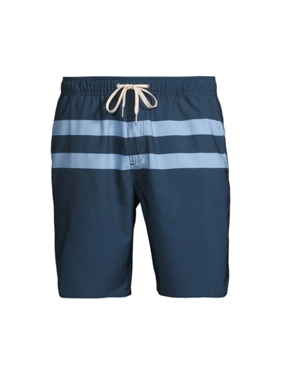 Shop Fair Harbor Men's The Anchor Swim Shorts In Light Blue Stripe