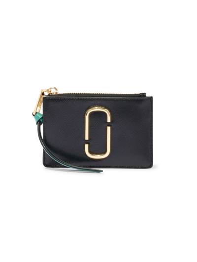 Shop Marc Jacobs Women's Small The Snapshot Zip Leather Card Case In Black Honey Ginger Multi