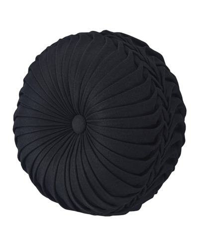 Shop Five Queens Court Stefania Tufted Decorative Pillow, 15" Round In Black