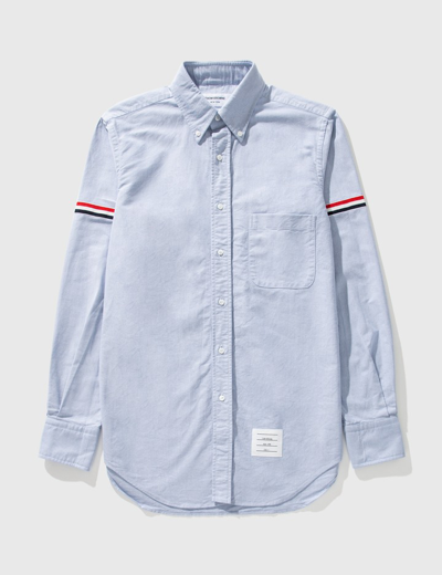 Shop Thom Browne Oxford Shirt With Grosgrain Armband In Blue