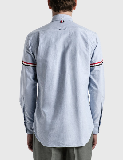 Shop Thom Browne Oxford Shirt With Grosgrain Armband In Blue