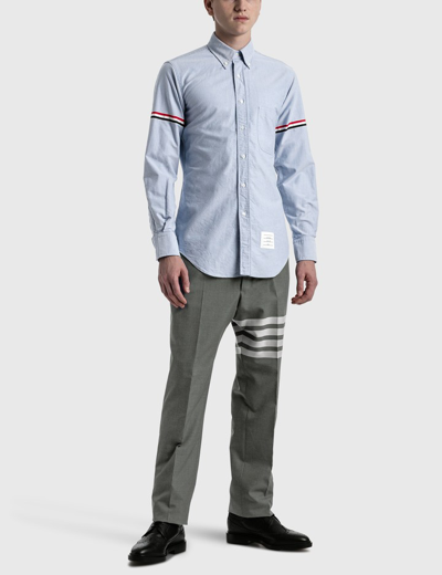 Shop Thom Browne Oxford Shirt With Grosgrain Armband In Blue