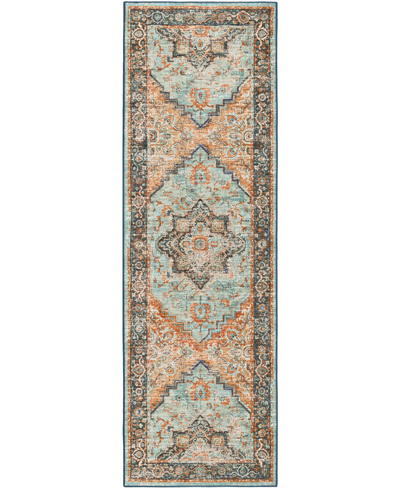 D Style Jericho Washable Jc2 2'6" X 12' Runner Area Rug In Mint