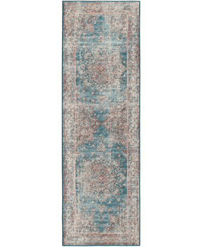 D Style Jericho Washable Jc6 2'6" X 10' Runner Area Rug In Turquoise
