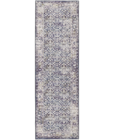 D Style Jericho Washable Jc3 2'6" X 10' Runner Area Rug In Purple