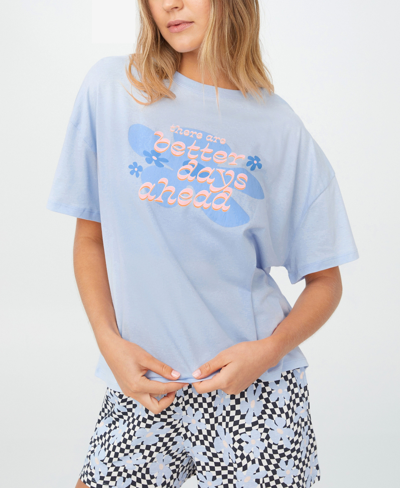 Shop Cotton On Women's Oversized Jersey Bed T-shirt In Better Days Ahead