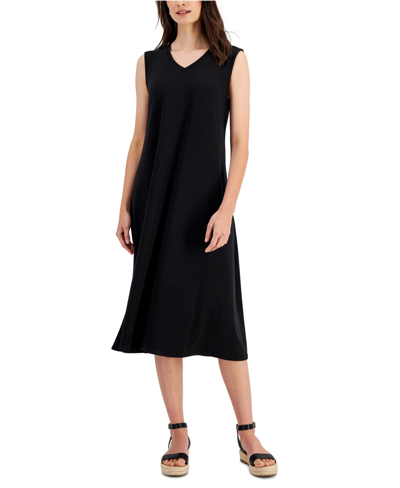 Shop Eileen Fisher Women's V-neck Sleeveless Dress In Black