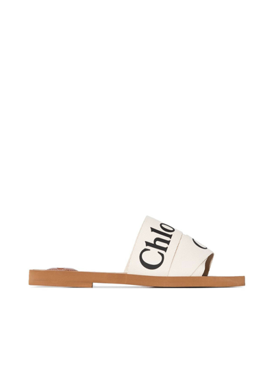 Shop Chloé Woody Dish Sabots In White