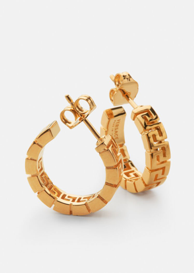 Shop Versace Greca Hoop Earrings, Female, Warm Gold, One Size