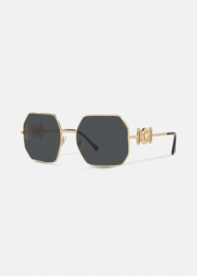 Shop Versace Medusa Biggie Sunglasses In Gold