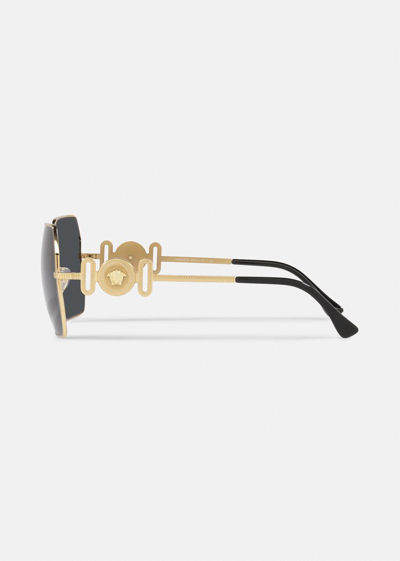 Shop Versace Medusa Biggie Sunglasses In Gold