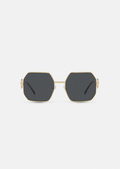 Versace Gold Medusa Biggie Octagonalsunglasses In Gold