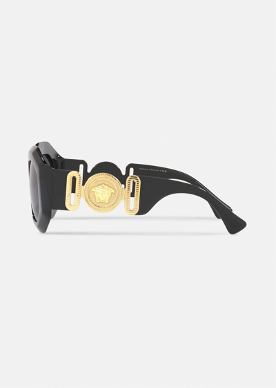 Shop Versace Maxi Medusa Biggie Squared Sunglasses In Black