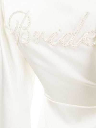 Shop Fleur Du Mal Angel Sleeve Embroidered Silk Robe In White